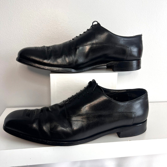 Prada Black Leather Lace Up Square Toe Oxford Shoes Men’s Size 9 2E 2186 Brogue main image 12